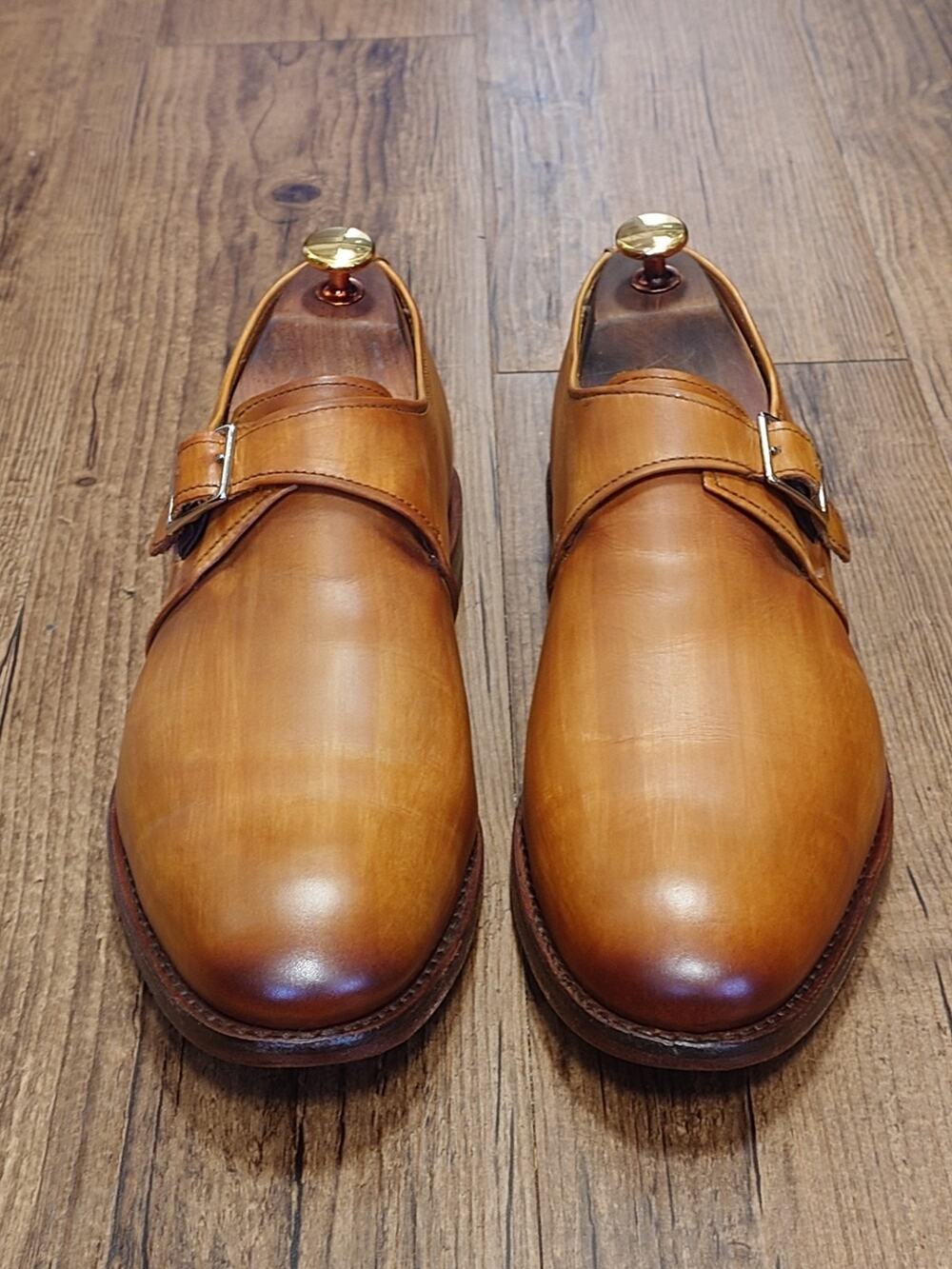 Allen Edmonds Plymouth Light Tan Monk Strap Leather Oxfords Dress Shoes 9.5D